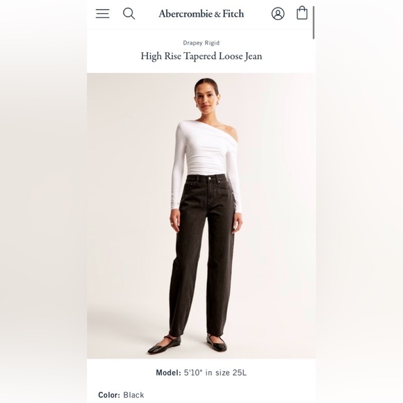 Abercrombie & Fitch High Rise Tapered Loose Jean/ Black/ Curve Love/ 29 LONG - Picture 1 of 5